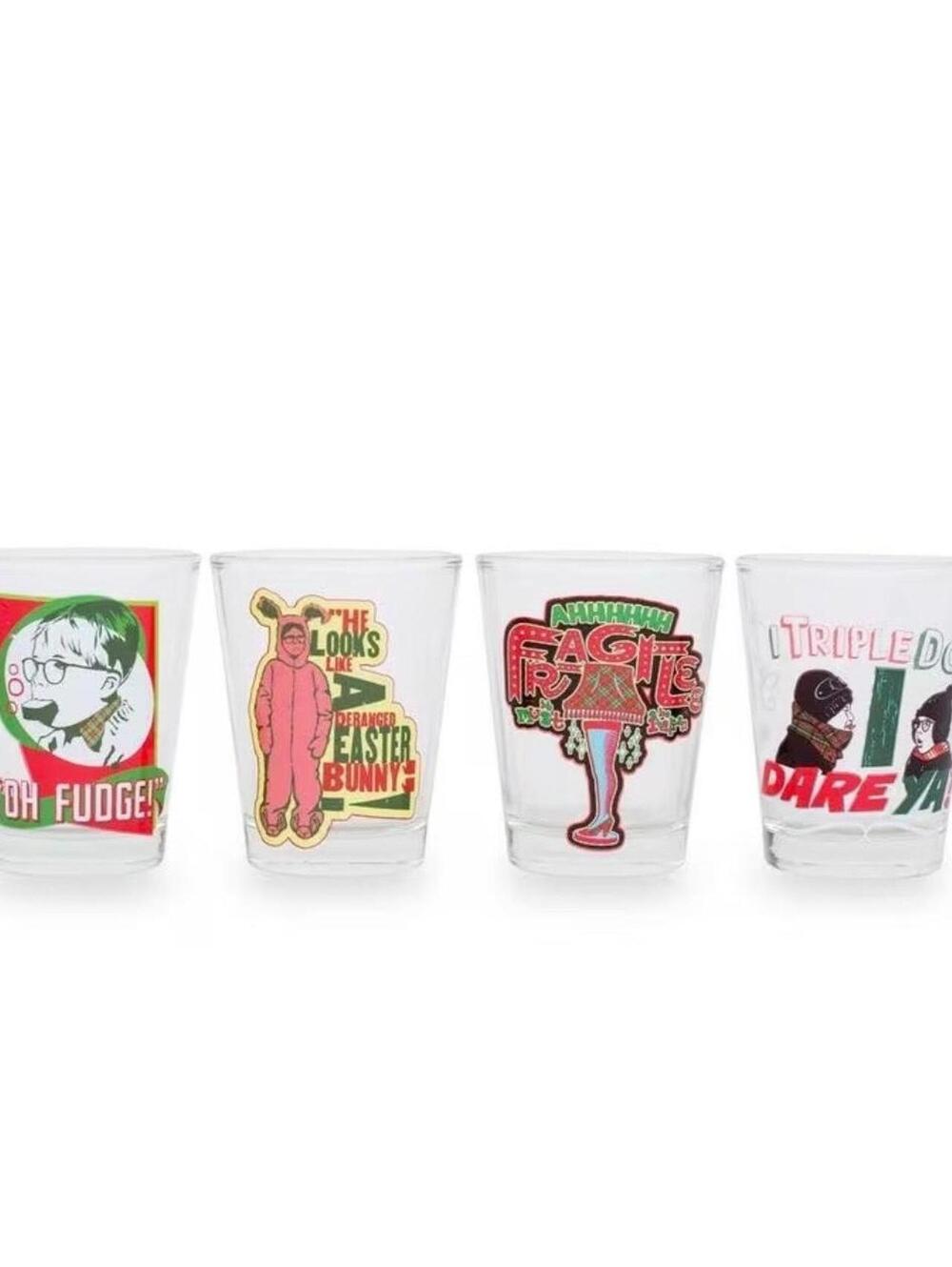 New A Christmas Story Shot Glass Set of 4 Mini Glassware Set 1.5 oz Warner Bros